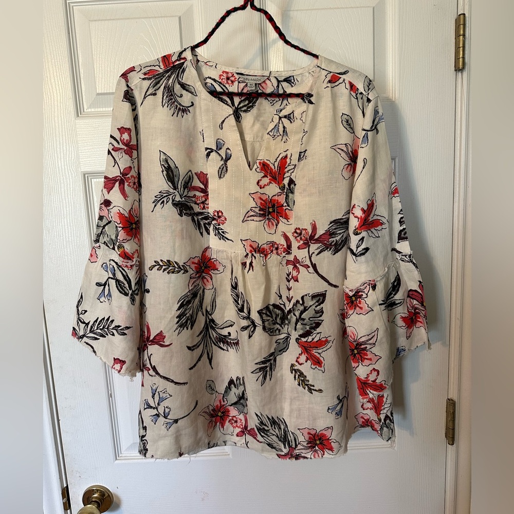 Floral Linen Top size M by John Mark